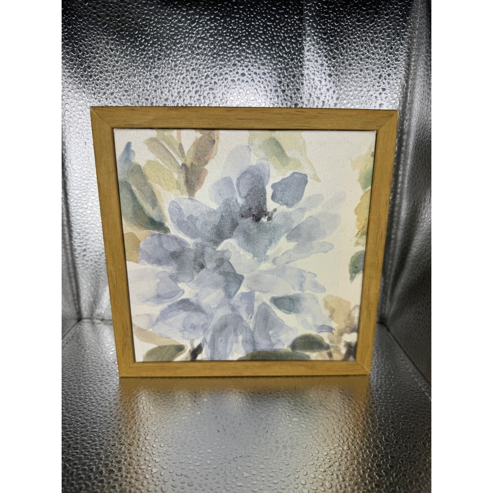 Floral Watercolor Canvas Wall Art Framed Blue Lavender Botanical Square Decor